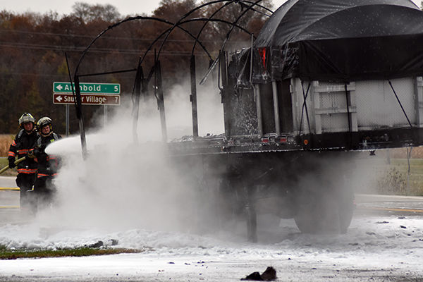 Semi trailer fire on Rte. 6